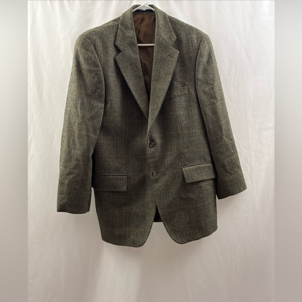 Vintage Polo Ralph Lauren Blazer Mens 40R Brown Wool Check Tweed Sport Coat